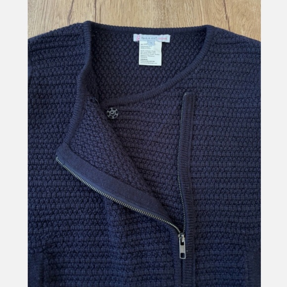 ★Paul & Joe Sister Navy Zip Front Chunky Knit Cardigan Sweater Size 3★ - Picture 4 of 5